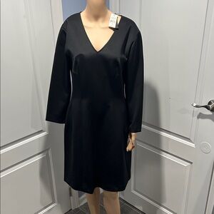 Josie Natori Elegant Black V-Neck Dress BRAND NEW